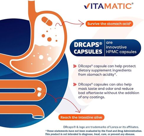 Vitamatic Lactobacillus Gasseri - 12 مليار لكل كبسولة DR - 60 عددًا - دعم الجهاز الهضمي - مصنوع من ألياف الإنولين البريبايوتيك in Saudi Arabia