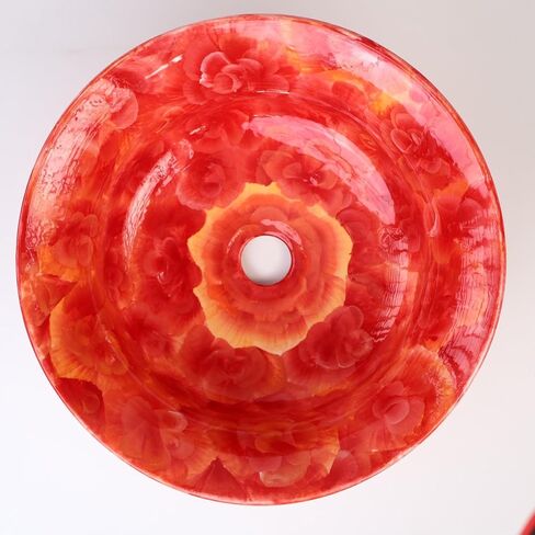 Bathroom Vessel Sink, Watercolor Artisan Red Floral Washbasin, Ceramic Countertop Art Basin, Vanity Top Sink, Downstairs Toilet Remodeling in Saudi Arabia