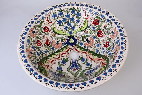Kitchen Floral Vessel Sink, Half Bath Sink, Bath Vanity Ceramic Wash Basin, Countertop Basin, Lavatory, Bathroom Redesign, Glossy Washbowl in Saudi Arabia
