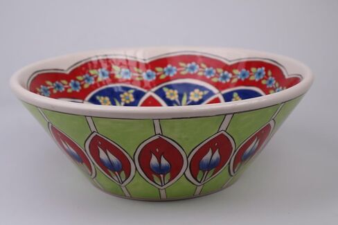 Bathroom Ceramic Green & Red Floral Basin, Kitchen Vessel Sink, Countertop Basin, Bathroom Remodeling, Artisan Wash Bowl, Bath Vanity Sink in Saudi Arabia
