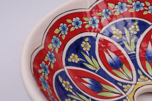 Bathroom Ceramic Green & Red Floral Basin, Kitchen Vessel Sink, Countertop Basin, Bathroom Remodeling, Artisan Wash Bowl, Bath Vanity Sink in Saudi Arabia