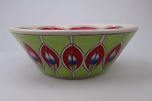 Bathroom Ceramic Green & Red Floral Basin, Kitchen Vessel Sink, Countertop Basin, Bathroom Remodeling, Artisan Wash Bowl, Bath Vanity Sink in Saudi Arabia