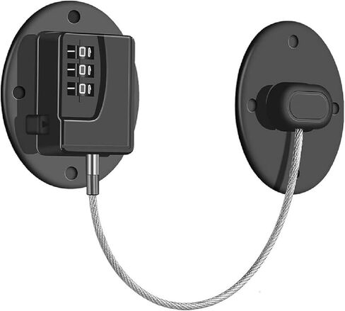 Rofio 2 Pack Refrigerator Locks with Code, Child Cabinet and Drawer Locks | Keyless 3-digit combination cable locks with no-drill adhesive for fridges, freezers, cabinets, drawers and tool chests in Kuwait