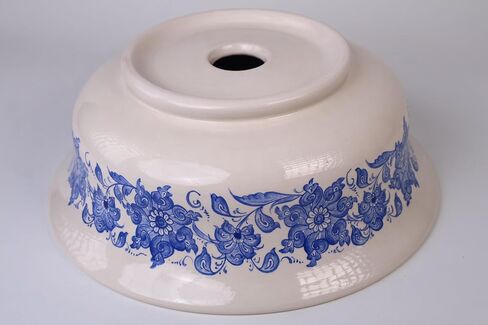 Bathroom Blue Vessel Sink Basin, Kitchen Vessel Sink, Countertop Floral Basin, Bathroom Remodel, Artisan Wash Bowl, Guest Bath Vanity Sink in Saudi Arabia