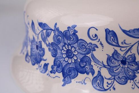 Bathroom Blue Vessel Sink Basin, Kitchen Vessel Sink, Countertop Floral Basin, Bathroom Remodel, Artisan Wash Bowl, Guest Bath Vanity Sink in Saudi Arabia