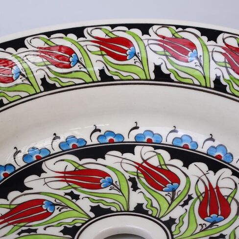 Bathroom Ceramic Tulip Basin, Kitchen Vessel Sink, Countertop Floral Basin, Bathroom Remodeling, Foral Design Bowl, Guest Bath Vanity Sink in Saudi Arabia