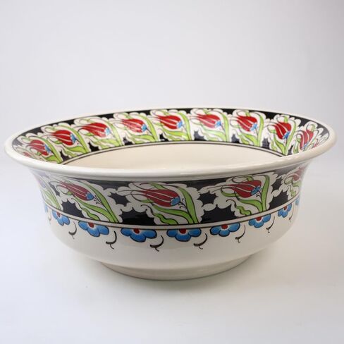 Bathroom Ceramic Tulip Basin, Kitchen Vessel Sink, Countertop Floral Basin, Bathroom Remodeling, Foral Design Bowl, Guest Bath Vanity Sink in Saudi Arabia
