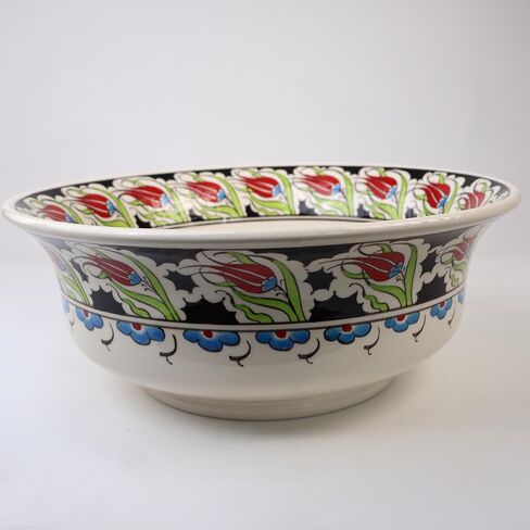 Bathroom Ceramic Tulip Basin, Kitchen Vessel Sink, Countertop Floral Basin, Bathroom Remodeling, Foral Design Bowl, Guest Bath Vanity Sink in Saudi Arabia