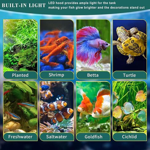 3 Gallon Fish Tank Aquarium Kit with LED Lights, Filter & Plant Planter - Retro TV Shaped Design Desktop Water Garden for Betta/Goldfish (Black - 3 Gallon) in Saudi Arabia