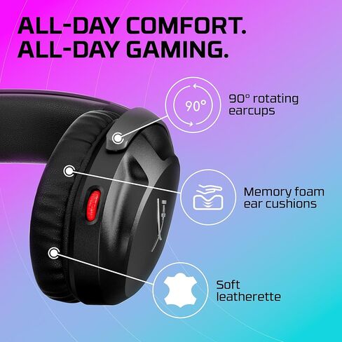 Hyperx Cloud Jet-سماعة ألعاب لاسلكية مزدوجة ، 2.4 جيجا هرتز دونجل ، بلوتوث 5.3 ، الكمبيوتر الشخصي ، PS5 ، الهاتف المحمول ، USB-A-الأزرق الفاتح in Saudi Arabia