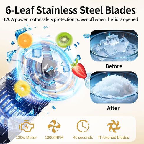 خلاط محمول للعصائر والمخفوقات، كوب معزول لاسلكيًا سعة 24 أونصة، حامل ليكوادورا صغير شخصي مع زجاجة من الفولاذ المقاوم للصدأ، خلاط سفر قابل لإعادة الشحن عبر USB-C، خالٍ من مادة BPA، للعصائر (أسود) in Kuwait