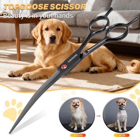 مقص العناية بالكلاب مقاس 7.5 بوصة من TOPGOOSE - مقص احترافي منحني للأسفل بمقبض مريح، مقص شعر ياباني من الفولاذ المقاوم للصدأ للكلاب والقطط والحيوانات الأليفة الأخرى، حاد (منحني، أرجواني) in Kuwait