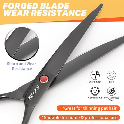 مقص العناية بالكلاب مقاس 7.5 بوصة من TOPGOOSE - مقص احترافي منحني للأسفل بمقبض مريح، مقص شعر ياباني من الفولاذ المقاوم للصدأ للكلاب والقطط والحيوانات الأليفة الأخرى، حاد (منحني، أرجواني) in Kuwait