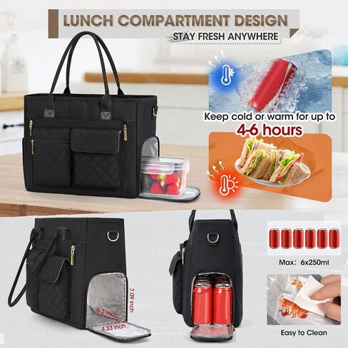 RAINSMORE Teacher Tote Bag with Insulated Lunch Compartment 15.6 inch Laptop Bag for Women Lightweight Work Bags Nurse Bags in Saudi Arabia