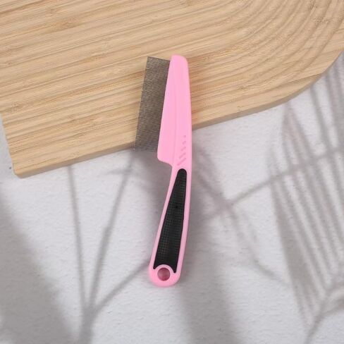 Pink Flea Comb with Rubber Handle - Fine Tooth Grooming Comb for Dogs & Cats, Effective Flea and Tick Remover in Saudi Arabia