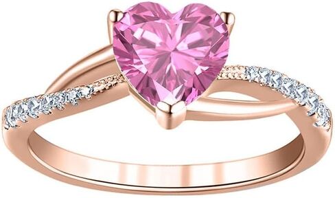 Heart Shaped Pink Sapphire Engagement Ring, 14k Gold Finish Solitaire With Accent Anniversary Ring, Propose Ring, Sapphire & Diamond Ring in Saudi Arabia
