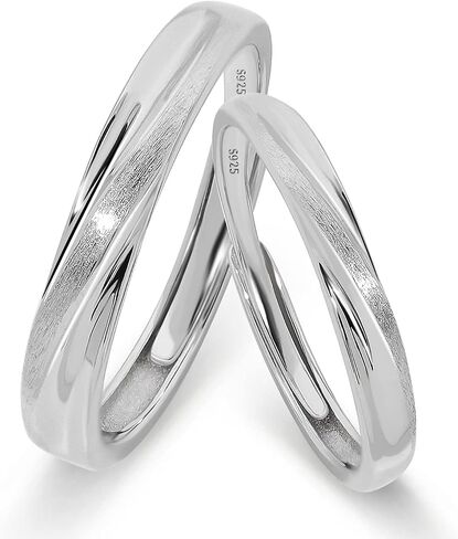 Meissa Couple Rings 925 Sterling Silver Twist Couple Band for Men and Women Engagement Promise Wedding Ring Anniversary Ring Set Size Adjustable in Saudi Arabia