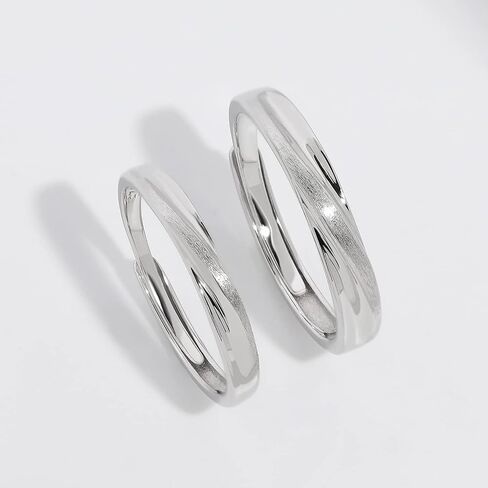 Meissa Couple Rings 925 Sterling Silver Twist Couple Band for Men and Women Engagement Promise Wedding Ring Anniversary Ring Set Size Adjustable in Saudi Arabia