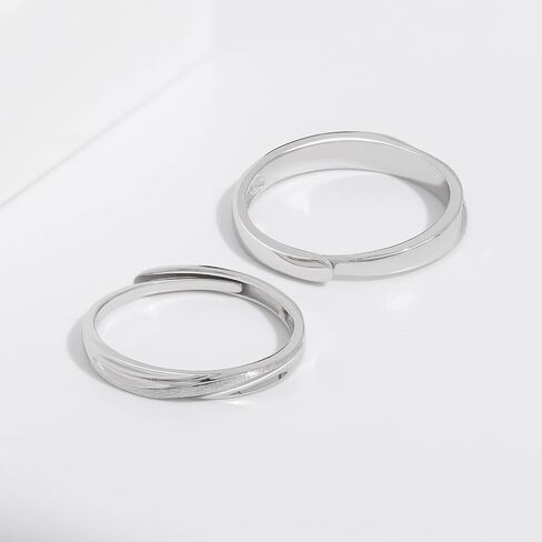 Meissa Couple Rings 925 Sterling Silver Twist Couple Band for Men and Women Engagement Promise Wedding Ring Anniversary Ring Set Size Adjustable in Saudi Arabia