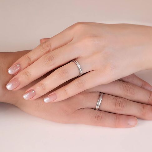 Meissa Couple Rings 925 Sterling Silver Twist Couple Band for Men and Women Engagement Promise Wedding Ring Anniversary Ring Set Size Adjustable in Saudi Arabia