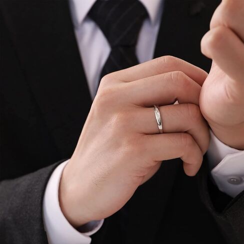 Meissa Couple Rings 925 Sterling Silver Twist Couple Band for Men and Women Engagement Promise Wedding Ring Anniversary Ring Set Size Adjustable in Saudi Arabia