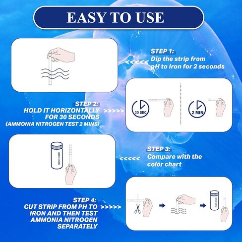 Aquarium Water Test Kit 9-in-1, Aquarium Ammonia Test Strips for Fish Tanks and Ponds, 150 Strips Testing pH Total Alkalinity Hardness Chlorine Nitrite Sulfate Copper Iron for Fresh and Salt Water in Saudi Arabia