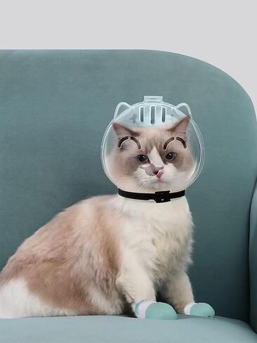 Cat Muzzle for Grooming Breathable Cat Muzzle Helmet Adjustable Hood Anti Bite Muzzles for Pet Bathing,Taking Injections(Color:Clear) in Saudi Arabia