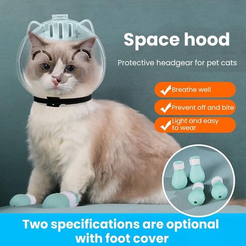 Cat Muzzle for Grooming Breathable Cat Muzzle Helmet Adjustable Hood Anti Bite Muzzles for Pet Bathing,Taking Injections(Color:Clear) in Saudi Arabia