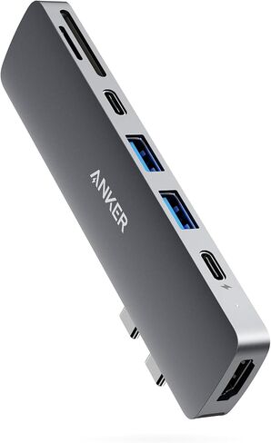 Anker USB C Hub for MacBook, PowerExpand Direct 8-in-2 USB C Adapter Compatible with Thunderbolt 3 USB C Port, 4K HDMI Port, USB C and USB A 3.0 Data Ports, SD Card, Lightning Audio Port in Saudi Arabia