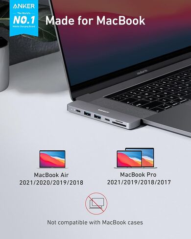 Anker USB C Hub for MacBook, PowerExpand Direct 8-in-2 USB C Adapter Compatible with Thunderbolt 3 USB C Port, 4K HDMI Port, USB C and USB A 3.0 Data Ports, SD Card, Lightning Audio Port in Saudi Arabia