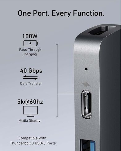 Anker USB C Hub for MacBook, PowerExpand Direct 8-in-2 USB C Adapter Compatible with Thunderbolt 3 USB C Port, 4K HDMI Port, USB C and USB A 3.0 Data Ports, SD Card, Lightning Audio Port in Saudi Arabia