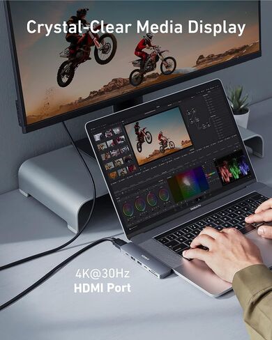 Anker USB C Hub for MacBook, PowerExpand Direct 8-in-2 USB C Adapter Compatible with Thunderbolt 3 USB C Port, 4K HDMI Port, USB C and USB A 3.0 Data Ports, SD Card, Lightning Audio Port in Saudi Arabia