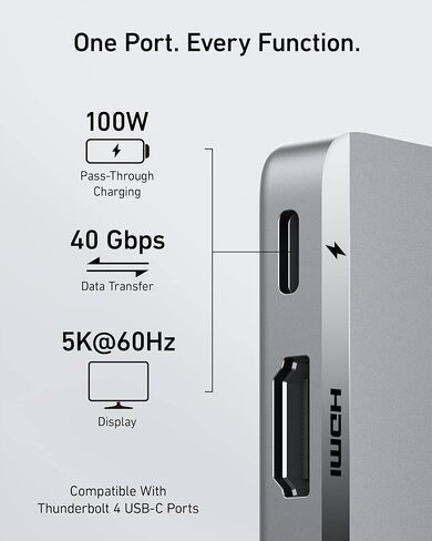 Anker USB C Hub for MacBook, PowerExpand Direct 8-in-2 USB C Adapter Compatible with Thunderbolt 3 USB C Port, 4K HDMI Port, USB C and USB A 3.0 Data Ports, SD Card, Lightning Audio Port in Saudi Arabia