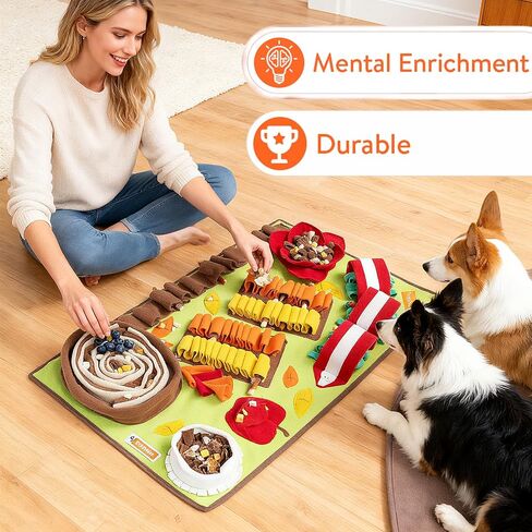 بساط الغطس للكلاب - لعبة ألغاز تفاعلية للكلاب للتحفيز الذهني والإثراء مقاس 32 × 20 بوصة للسلالات الصغيرة والكبيرة، بساط تغذية بطيء للكلاب قابل للغسل in Kuwait