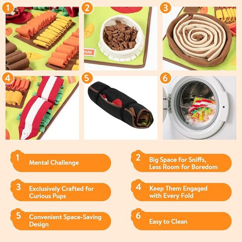 بساط الغطس للكلاب - لعبة ألغاز تفاعلية للكلاب للتحفيز الذهني والإثراء مقاس 32 × 20 بوصة للسلالات الصغيرة والكبيرة، بساط تغذية بطيء للكلاب قابل للغسل in Kuwait