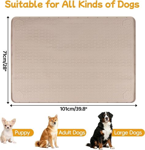 Dog Food Mat 50" x 35" Large Silicone Mat with Raised Edge Gray in Saudi Arabia