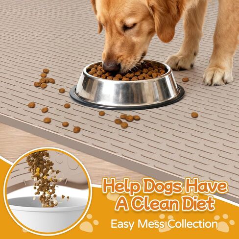 Dog Food Mat 50" x 35" Large Silicone Mat with Raised Edge Gray in Saudi Arabia