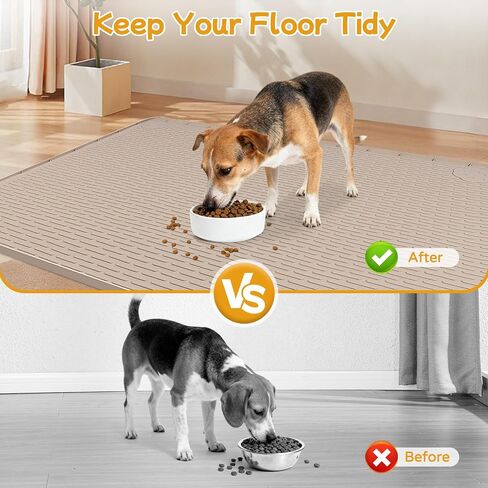 Dog Food Mat 50" x 35" Large Silicone Mat with Raised Edge Gray in Saudi Arabia