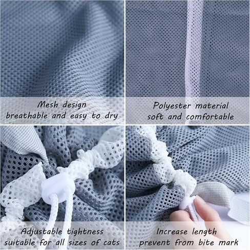 Cat Bathing Grooming Bag - Anti Bite & Anti Scratch Adjustable Pet Restraint for Bathing, Nail Trimming, Medicine, Injection - Secure & Calming with Adjustable Straps & Zippers (Gray) in Saudi Arabia