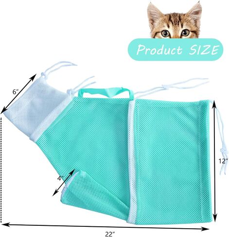 Cat Bathing Grooming Bag - Anti Bite & Anti Scratch Adjustable Pet Restraint for Bathing, Nail Trimming, Medicine, Injection - Secure & Calming with Adjustable Straps & Zippers (Gray) in Saudi Arabia