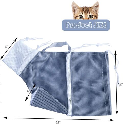 Cat Bathing Grooming Bag - Anti Bite & Anti Scratch Adjustable Pet Restraint for Bathing, Nail Trimming, Medicine, Injection - Secure & Calming with Adjustable Straps & Zippers (Gray) in Saudi Arabia