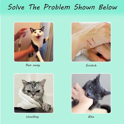 Cat Bathing Grooming Bag - Anti Bite & Anti Scratch Adjustable Pet Restraint for Bathing, Nail Trimming, Medicine, Injection - Secure & Calming with Adjustable Straps & Zippers (Gray) in Saudi Arabia