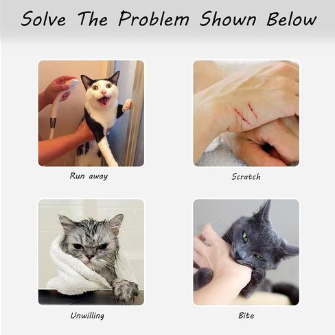 Cat Bathing Grooming Bag - Anti Bite & Anti Scratch Adjustable Pet Restraint for Bathing, Nail Trimming, Medicine, Injection - Secure & Calming with Adjustable Straps & Zippers (Gray) in Saudi Arabia