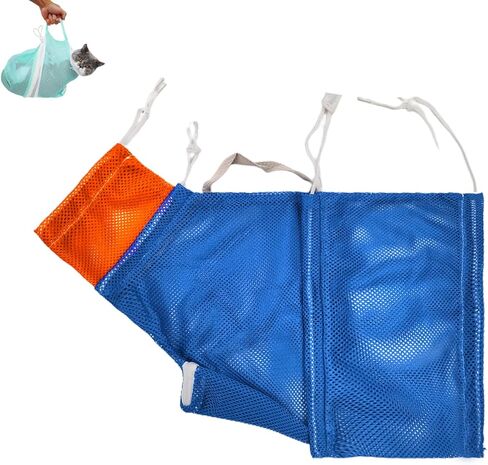 Cat Bathing Grooming Bag - Anti Bite & Anti Scratch Adjustable Pet Restraint for Bathing, Nail Trimming, Medicine, Injection - Secure & Calming with Adjustable Straps & Zippers (Gray) in Saudi Arabia