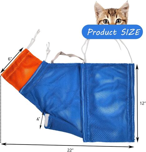 Cat Bathing Grooming Bag - Anti Bite & Anti Scratch Adjustable Pet Restraint for Bathing, Nail Trimming, Medicine, Injection - Secure & Calming with Adjustable Straps & Zippers (Gray) in Saudi Arabia