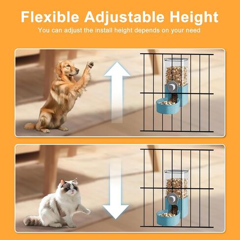 Auto Gravity Food Dispenser for Cage Hanging, 41OZ Capacity Hanging Automatic Pet Cage Feeder, Food Bowl for Cats Dogs Rabbit Ferret Chinchilla Bird Hedgehog Guinea Pig (Grey) in Kuwait