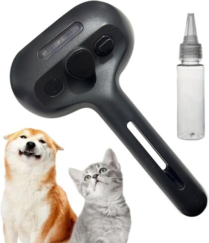 Cat Steam Brush, Self Cleaning Comb, Ergonomic Pet Steamer, Large Tank Deshedding Tool for Gentle Hair Removal and Massage Home Shower Dog Travel Grooming, White, Pink, Black, Blue in Kuwait