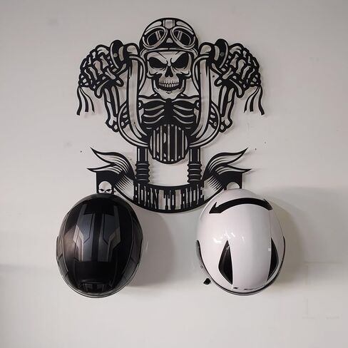 Custom Skull Motorcycle Helmet Holder Skull Rider Motorcycle Helmet Rack Gifts for Motorcycle Riders Personalized Christmas Gifts Helmet Holder Wall Mount (Large 79 x 89 cm / 31 x 35 inches) in Saudi Arabia