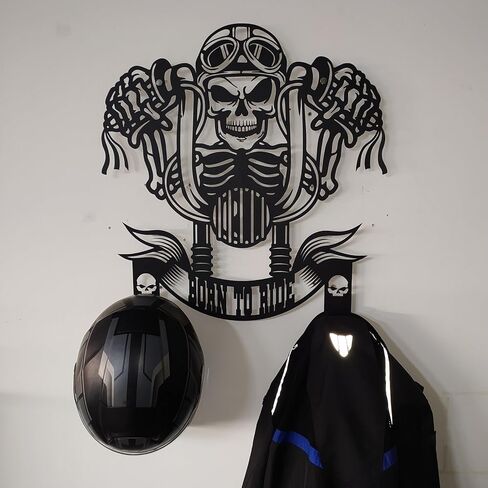 Custom Skull Motorcycle Helmet Holder Skull Rider Motorcycle Helmet Rack Gifts for Motorcycle Riders Personalized Christmas Gifts Helmet Holder Wall Mount (Large 79 x 89 cm / 31 x 35 inches) in Saudi Arabia