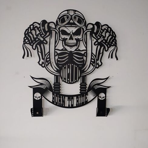 Custom Skull Motorcycle Helmet Holder Skull Rider Motorcycle Helmet Rack Gifts for Motorcycle Riders Personalized Christmas Gifts Helmet Holder Wall Mount (Large 79 x 89 cm / 31 x 35 inches) in Saudi Arabia